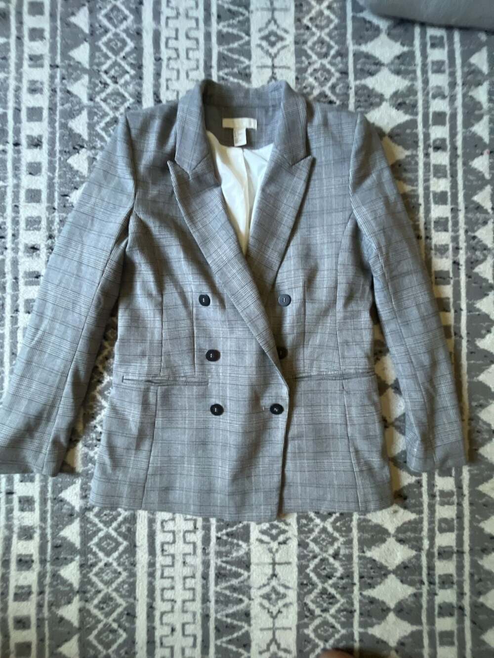 H&M plaid double breasted blazer size 6